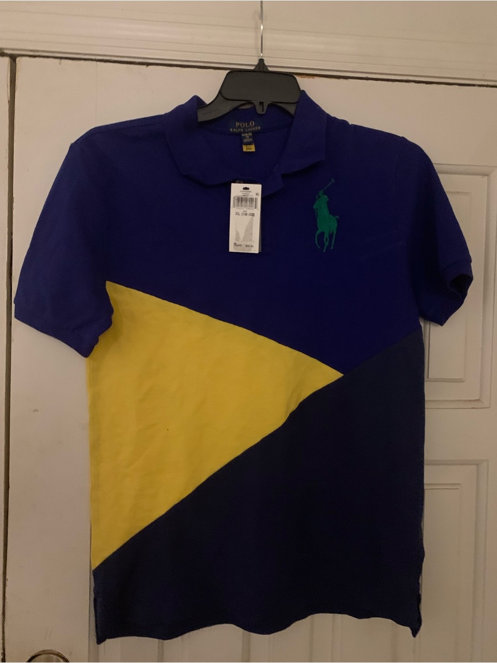 Polo by Ralph Lauren Boys Diagonal Colorblock Polo - Royal Blue/Yellow/Green